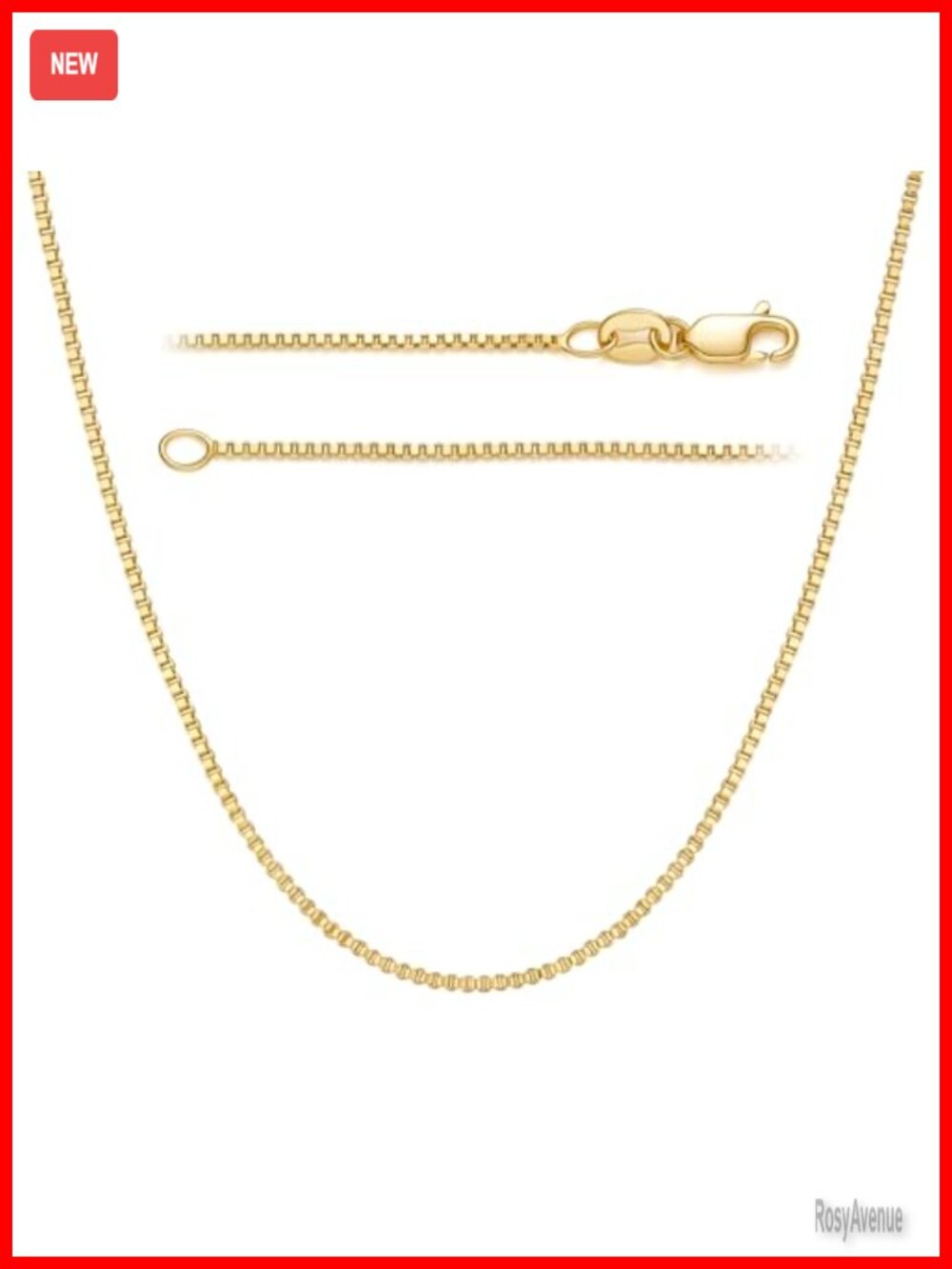 14K Gold Box Chain Necklace for Women